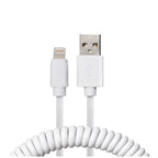 Maplin Premium Apple MFI Certified Lightning to USB-A 2.0 Coiled Cable - White, 0.5m