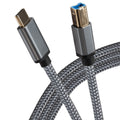 Maplin USB-C to USB-B Braided Cable - Silver, 2m