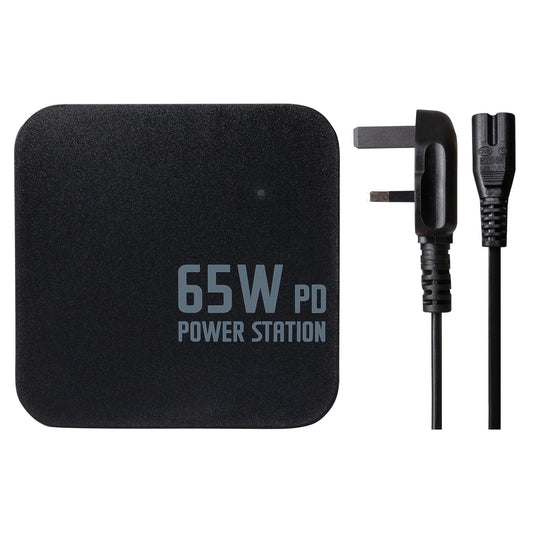 Maplin 4 Port (1 x USB-C PD / 3 x USB-A 3.0 QC) 65W GaN USB Laptop Charger with 1.2m Cable