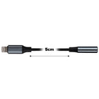 Maplin Lightning to 3.5mm Female Headphone Jack Audio Adapter - Black, 5cm