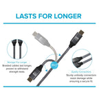 Maplin Pro USB-C to USB-C Gen2 100W 20Gbps Power Delivery Super Speed Data Transfer & Charging Braided Cable - Silver, 3m