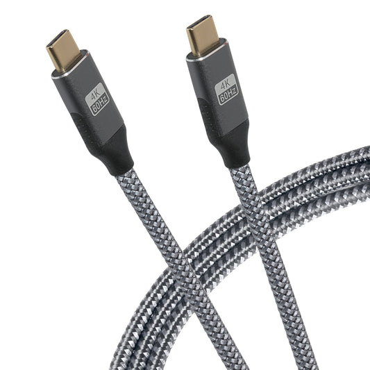 Maplin Pro USB-C to USB-C Gen2 100W 20Gbps Power Delivery Super Speed Data Transfer & Charging Braided Cable - Silver, 3m