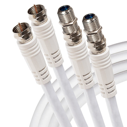 Maplin Satellite Extension Cable Coaxial Twin F Type Male to Twin F Type Female - White, 3m