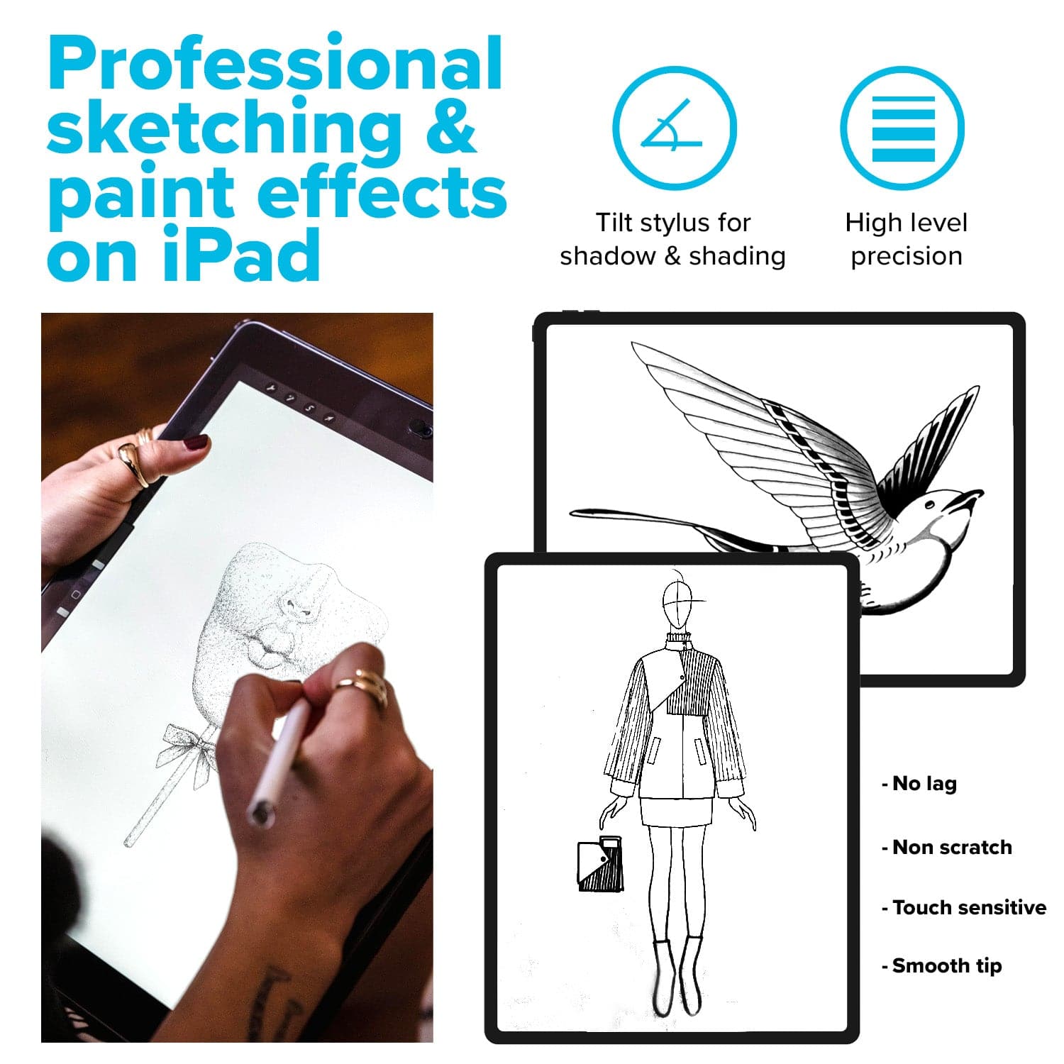 Maplin Stylus Pen for Post-2018 Apple iPad Models with Magnetic Casing & Super Fine Nib