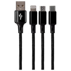 Maplin USB-A to 3-in-1 Multi-Charging USB-C / Lightning / Micro USB Braided Cable - 1.2m