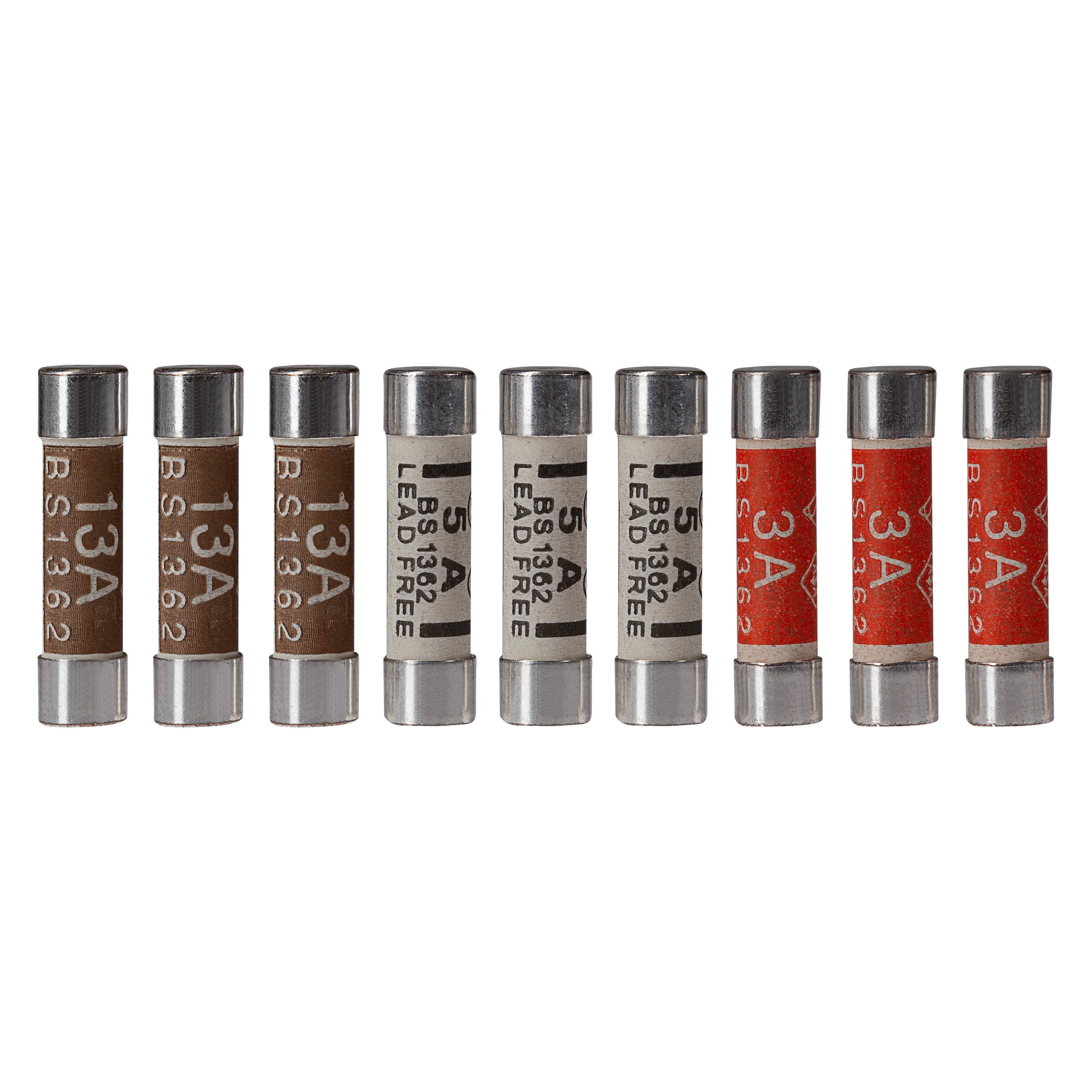 Maplin Mixed Pack of Plug Fuses 3A/5A/13A BS1362 25.4 x 6.4mm - Pack of 9