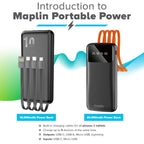 Maplin 20000mAh Portable Power Bank with Integrated USB-C, Micro USB & Lightning Cables