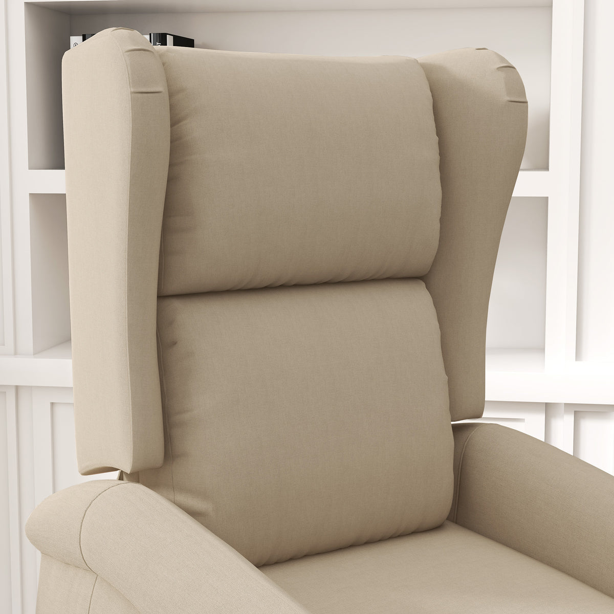 Power Lift Recliner Armchair, Electric Lift Chair for Elderly, Fabric Riser and Reclining Chair with Remote Control, Side Pockets, Extended Footrest, for Living Room, Beige
