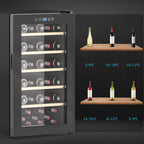 41 Bottle Wine Fridge, 91 Litre Capacity, 45cm Freestanding Wine Cooler Fridge with Glass Door, LED Light, Digital Touch Screen, Temperature Control, Black