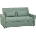 HOMCOM Three-Way 2 Seater Sofa Bed with Three-position back and Two Soft Pillows - Green