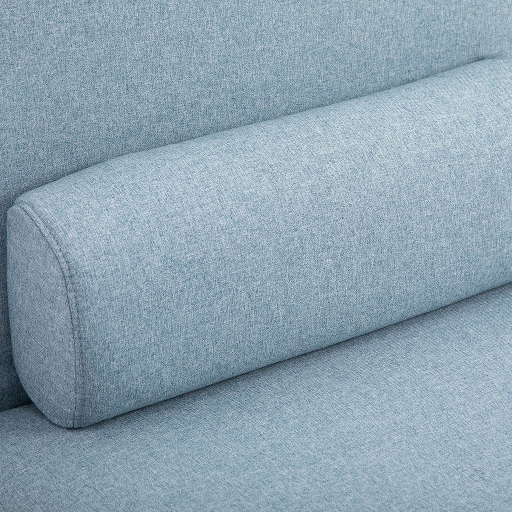 HOMCOM Single Sofa Chair Bed, Linen Fabric 3-in-1 Convertible Sleeper Chair with 5-Position Adjustable Backrest, 75cm Wide Seat, Pillow for Living Room, Bedroom, Sky Blue