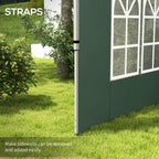 Outsunny Gazebo Side Panels, Sides Replacement with Window for 3x3(m) or 3x4m Pop Up Gazebo, 2 Pack, Green