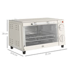 Mini Oven, 9L Countertop Electric Grill, Toaster Oven with Adjustable Temperature, Timer, Dishwasher Safe Baking Tray and Wire Rack, 750W, Cream