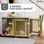 PawHut Dog Crate Furniture with Sliding Door for XL Dogs, Brown