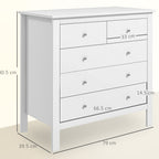 HOMCOM 5 Drawer Chest of Drawers, Modern Dresser for Bedroom, Wide Storage Unit for Living Room, Hallway, Closet, White