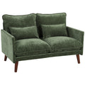 HOMCOM 2 Seater Sofa, Loveseat Sofa with Spring Cushions, Wide and Deep Seat, Wood Legs, Green