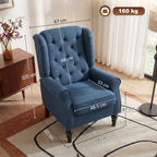 HOMCOM Wingback Accent Chair, Retro Upholstered Button Tufted Occasional Chair for Living Room and Bedroom, Blue