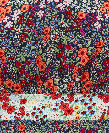 Contrast Floral Angel Sleeve Midi Dress