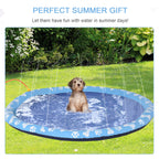 PawHut Dog Splash Pad, Pet Sprinkler Mat, Non-Slip Dog Paddling Pool, Foldable Outdoor Sprinkler and Splash Mat Water Play for Garden, Patio, Summer Fun, 170 cm