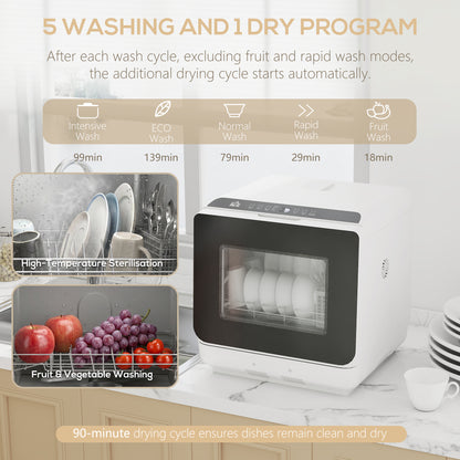 6L Five-Mode Tabletop Dishwasher - White