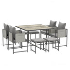 Outsunny Nine-Piece Steel Frame Garden Dining Set - Grey