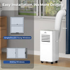 7000 BTU Air Conditioning Unit, 3-in-1 Portable Air Conditioner, Dehumidifier, Cooling Fan with 2 Speeds, 24H Timer, Remote Control, LED Display, Window Venting Kit, 15m²