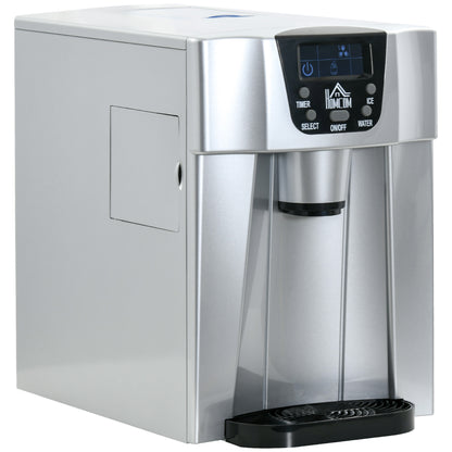 3L Ice Maker Machine and Water Dispenser, 12kg in 24H, 2 Sizes 9 Ice Cubes Ready in 6-10 Mins Ice Machine, Silver