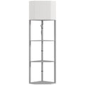Corner Floor Lamp with Shelves, Tall Standing Lamps for Living Room, with Pull Chain Switch Bulb not Included, Grey