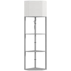 Corner Floor Lamp with Shelves, Tall Standing Lamps for Living Room, with Pull Chain Switch Bulb not Included, Grey
