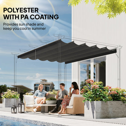 Outsunny Retractable Pergola Cover, 2.55 x 2.5 m Replacement Canopy Fabric for 3 x 3 m Frame, Roof Top Only, Dark Grey