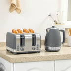 Stainless Steel Panel Kettle and Toaster Set - Grey
