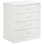 HOMCOM Chest of Drawers, 4 Drawers Storage Cabinet with Metal Rails, Anti-Tip for Playroom, Nursery Room, Hallway, etc
