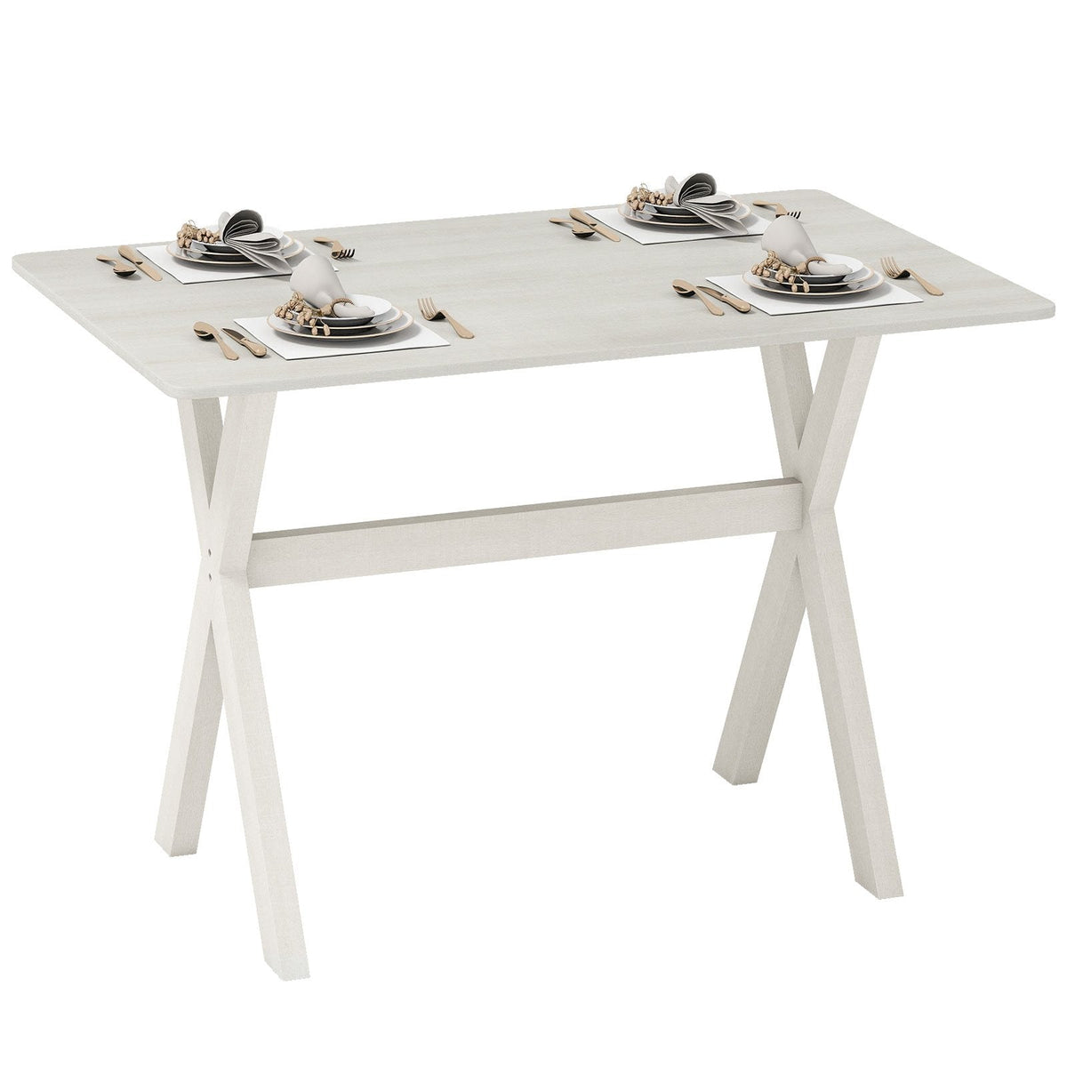 Modern Brown Dining Table with X‑Frame Base and Wood Grain Top