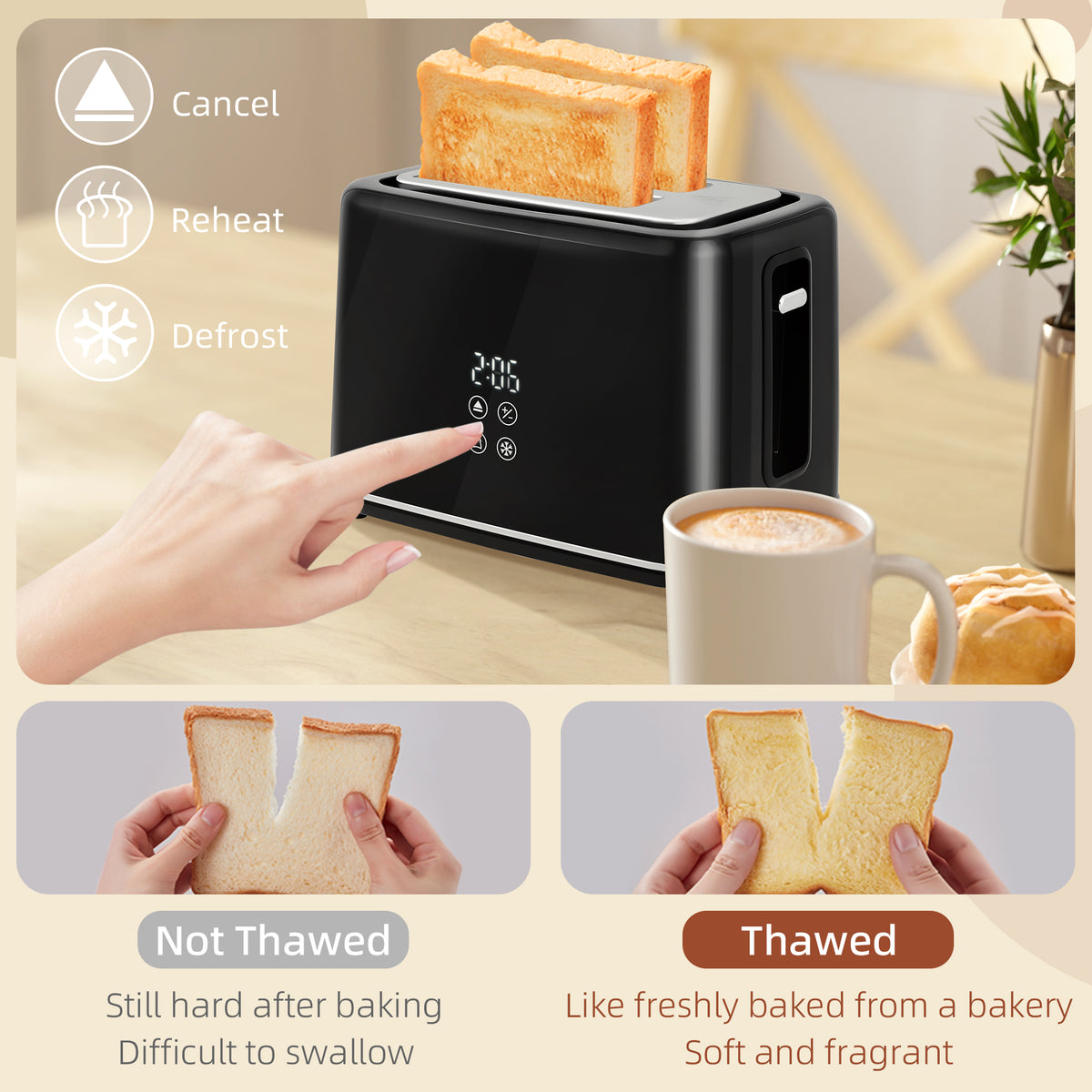 Polished Stainless Steel Kettle and Toaster Set - Black