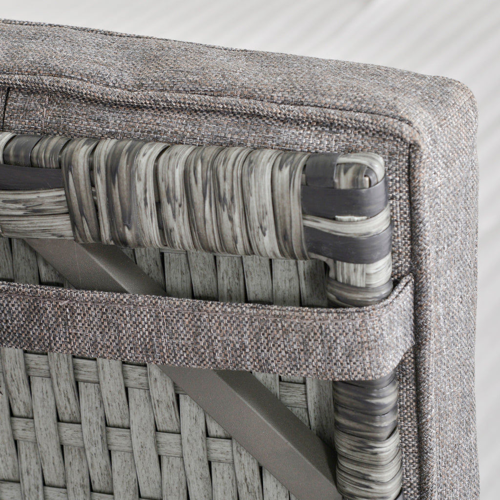 Outsunny 2 Seater Patio Wicker No installation Chaise Lounge Sofa Set with Fabric Cushion, Grey