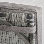 Outsunny 2 Seater Patio Wicker No installation Chaise Lounge Sofa Set with Fabric Cushion, Grey