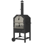 Outsunny Steel 3-Tier Outdoor Pizza Oven Charcoal BBQ Grill, Black