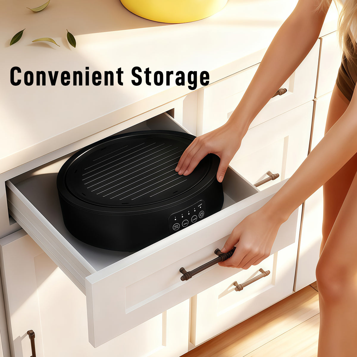 Electric Ceramic Hob with Grill Plate, Multifunctional 36cm Plug in Electric Hob with 4 Heat Levels for All Type Pot