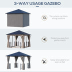 Outsunny 3 x 3(m) Hardtop Gazebo Canopy with Polycarbonate Roof, Alloy Aluminium Frame, Black