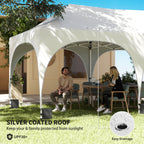 Outsunny 3 x 6m Pop Up Gazebo Shelter with Sides, 6 Sandbags, Peak Top Garden Party Tent Marquee with Carry Bag, Light Grey/White