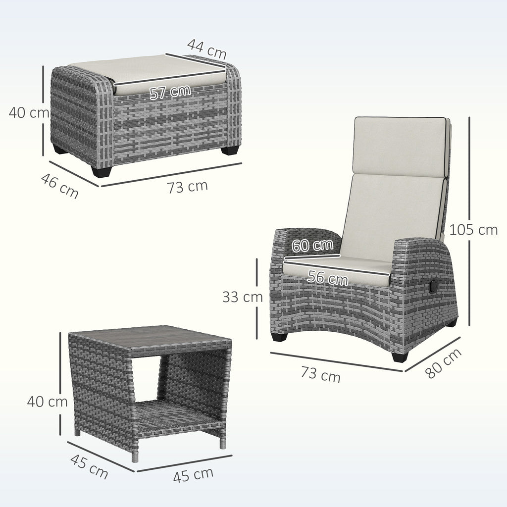 Outsunny 5-Piece Rattan Garden Furniture Set with Cushions - Grey