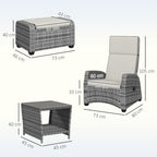 Outsunny 5-Piece Rattan Garden Furniture Set with Cushions - Grey