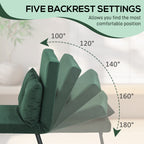 HOMCOM 4-in-1 Velvet-Feel Single Chair Bed, with Pillow - Green