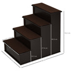 PawHut 4 Step Dog Steps for Bed, Wooden Dog Steps for Sofa, Pet Stairs for Bed Couch with Non-Slip Carpet for Cats and Puppies, 40 x 59 x 54.2 cm, Dark brown