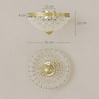 Crystal Chandelier Ceiling Light with 168 Octagonal Beads, Vintage 2-Light Flush Mount Ceiling Light for Living Room, Bedroom, Hallway, Dining Room, Gold Tone