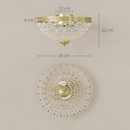 Crystal Chandelier Ceiling Light with 168 Octagonal Beads, Vintage 2-Light Flush Mount Ceiling Light for Living Room, Bedroom, Hallway, Dining Room, Gold Tone