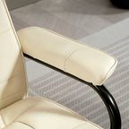 HOMCOM Swivel Recliner Chair and Footstool, Faux Leather Massage Recliner Armchair with Remote Control and Round Wrapped Base, Cream White