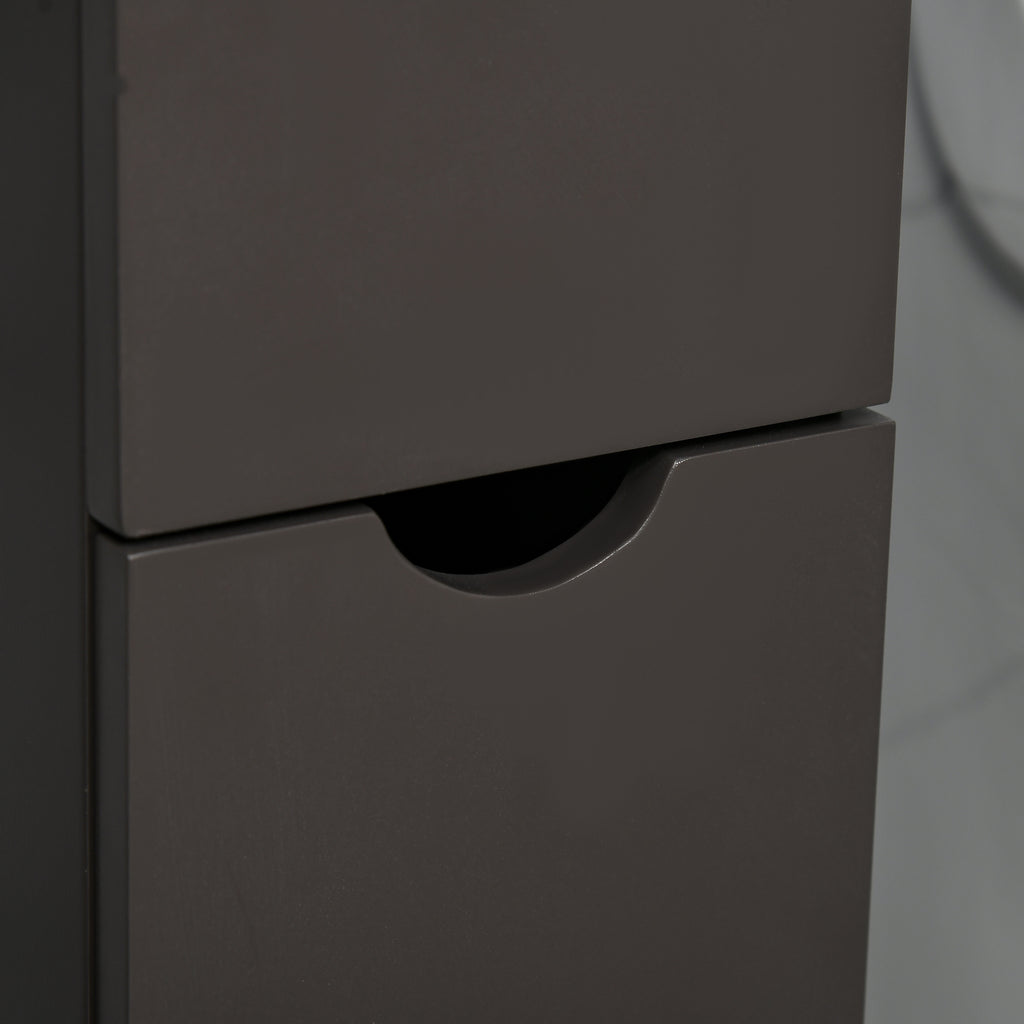 HOMCOM Tall Bathroom Cabinet, Freestanding Slim Bathroom Storage Cabinet with 2-Tier Open Shelf and 2 Drawers for Small Space, Narrow Cupboard Storage Unit, Brown