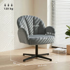 HOMCOM Swivel Accent Chair, Shell-Shaped Armchair with Spring Cushion, Metal Base, Grey
