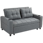 HOMCOM 2 Seater Sofa Bed Pull-Out Sofa Bed for Small Space - Charcoal Grey